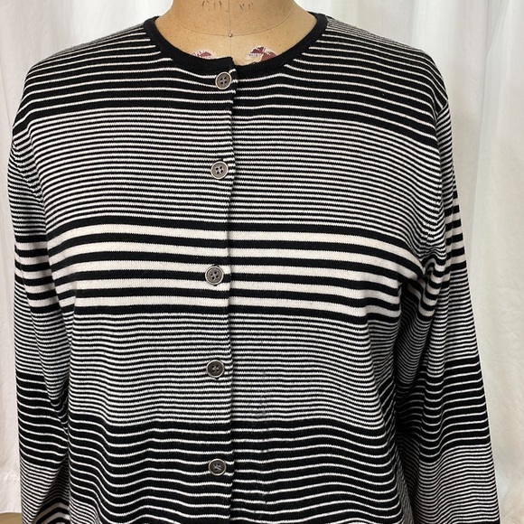 Vintage Norton Studio black and white striped button down sweater - Picture 2 of 7
